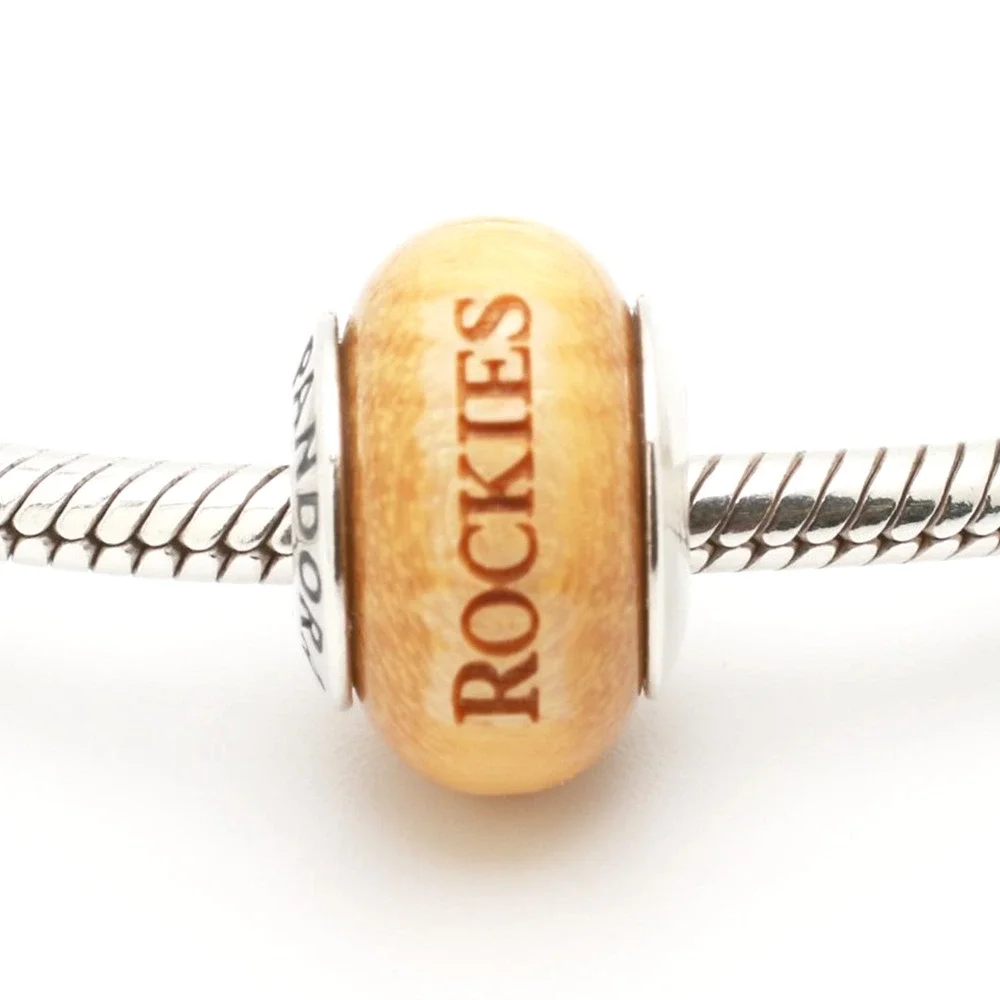 Authentic PANDORA Colorado Rockies Engraved Wood Charm